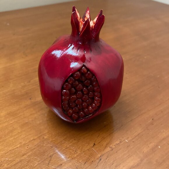 Red Pomegranate Figurine Wood Decortive - Picture 2 of 7